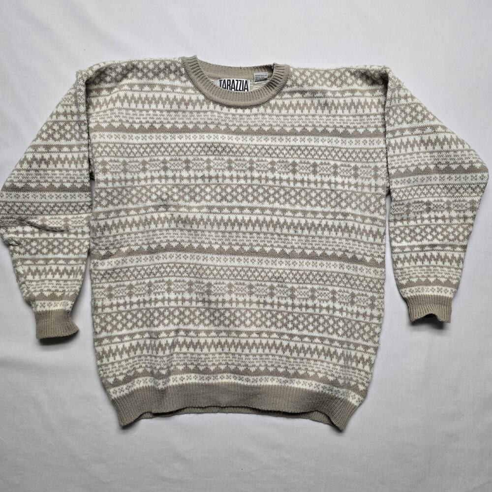 Vintage Tarazzia Sweater Medium Fair Isle Knit Pullover Crewneck Winter